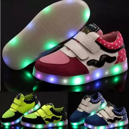Sneakers Luminous (58 Lluniau): LED a modelau LED, faint o sneakers sydd gyda goleuadau, meintiau ac adolygiadau 2175_20