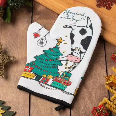 Tags năm mới: Băng dệt kim cho năm mới và theo phong cách chắp vá, gắn thẻ cho một nhà bếp với cây Giáng sinh và với các biểu tượng khác, găng tay đẹp 21793_22