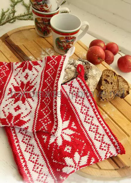 Tags năm mới: Băng dệt kim cho năm mới và theo phong cách chắp vá, gắn thẻ cho một nhà bếp với cây Giáng sinh và với các biểu tượng khác, găng tay đẹp 21793_31