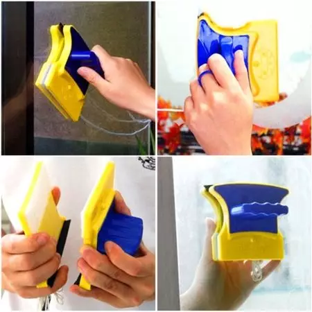 Mop for washing windows (26 photos): Magnetic options with a telescopic handle for washing outside, like washing, models 