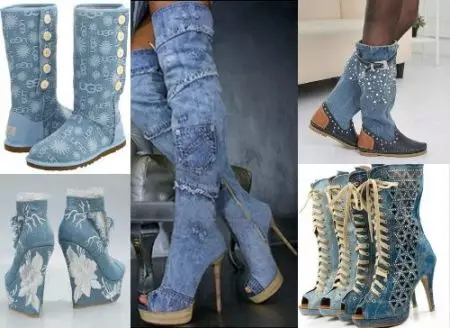 Sepatu Musim Panas (55 Foto): Model mode wanita terbuat dari jeans, pilih gaun di bawah sepatu bot 2182_32