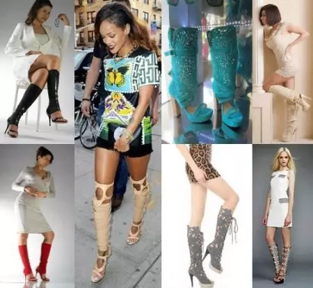 Botas de verão (55 fotos): modelos de moda feminina feitos de jeans, escolha um vestido sob botas 2182_40