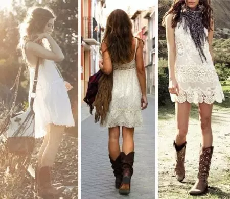 Sommerstiefel (55 Fotos): Frauenmode-Modelle aus Jeans, wählen Sie ein Kleid unter Stiefeln 2182_49