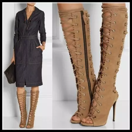Boots Summer (55 Wêneyên): Modelên Fashion ên Jinê ji jeans hatine çêkirin, cilê di bin pêlavan de hilbijêrin 2182_6