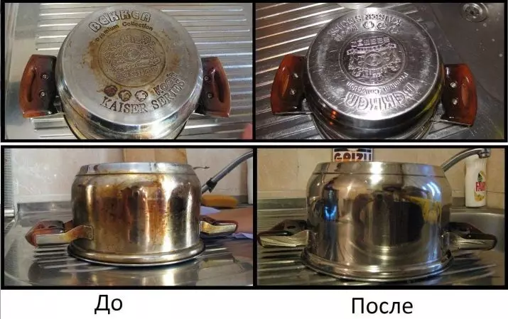 چگونه می توان سوزن سوخته فولاد ضد زنگ را بشویید؟ 27 عکس چگونه به تمیز کردن ظروف از Nagara، چگونه به تمیز کردن داخل و خارج از خانه 21840_2