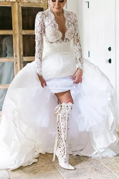 Čipka čizme (46 slike): Ljeto modela ažur vjenčanje, haljina s čipkom, 2184_21