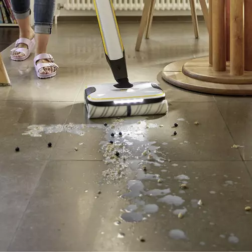 Karrcher Mops (34 fotografije): Pregled pare mazove za dom, čišćenje mops-vakuum za čišćenje za pranje pod, pregled bežičnih baterija. Recenzije kupaca 21895_2