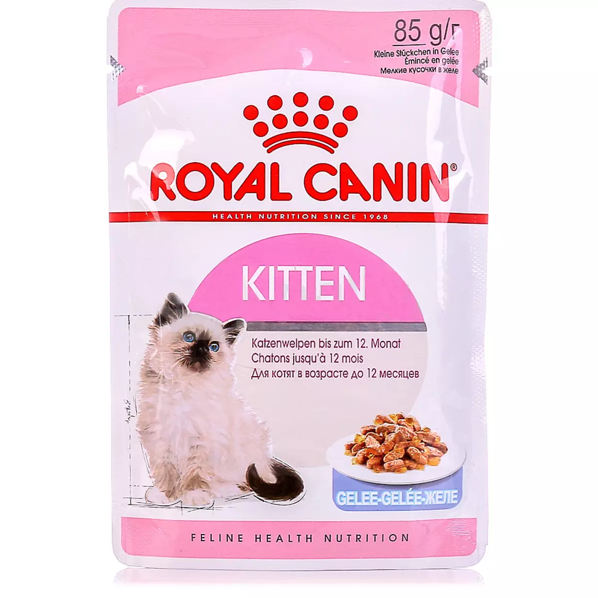 Droë kos vir katjies Royal Canin: Kitten Samestelling tot 12 maande, voer vir gesteriliseerde katjies. Sal dit hulle ruik? Dosis 22012_7