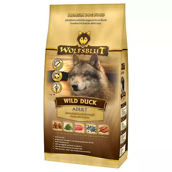 Aliments per a gossos Wolfsblut: per a cadells i gossos adults, la composició dels aliments secs per a gossos amb un llop en l'envàs. Feed per a gossos de races grans petites, mitjanes i grans. Referentacions 22014_18