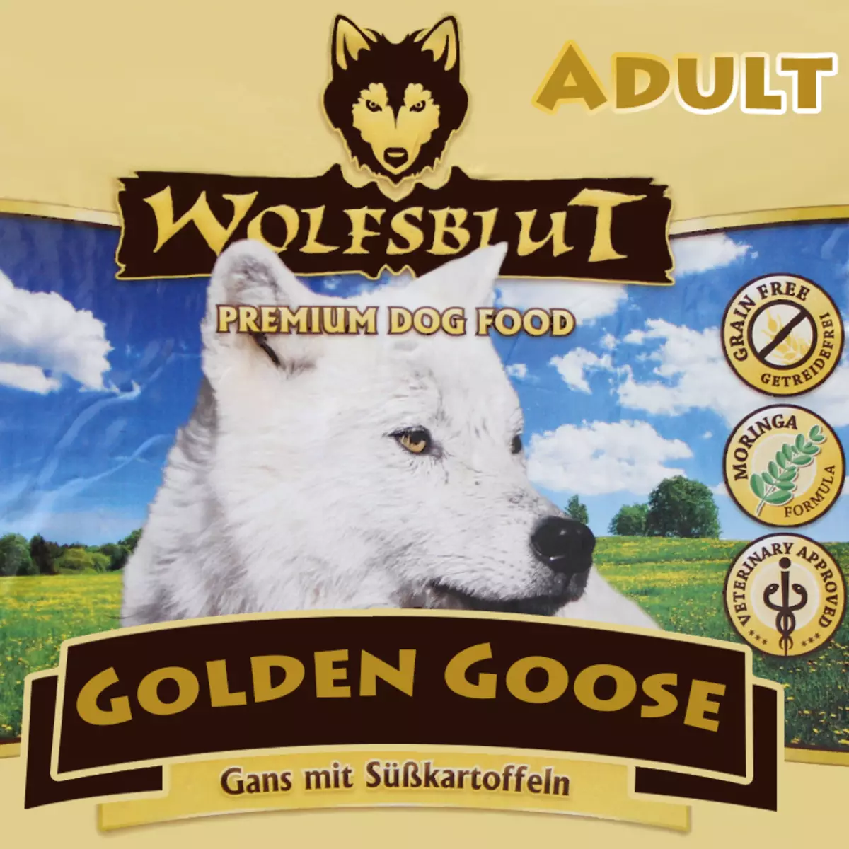 Aliments per a gossos Wolfsblut: per a cadells i gossos adults, la composició dels aliments secs per a gossos amb un llop en l'envàs. Feed per a gossos de races grans petites, mitjanes i grans. Referentacions 22014_28