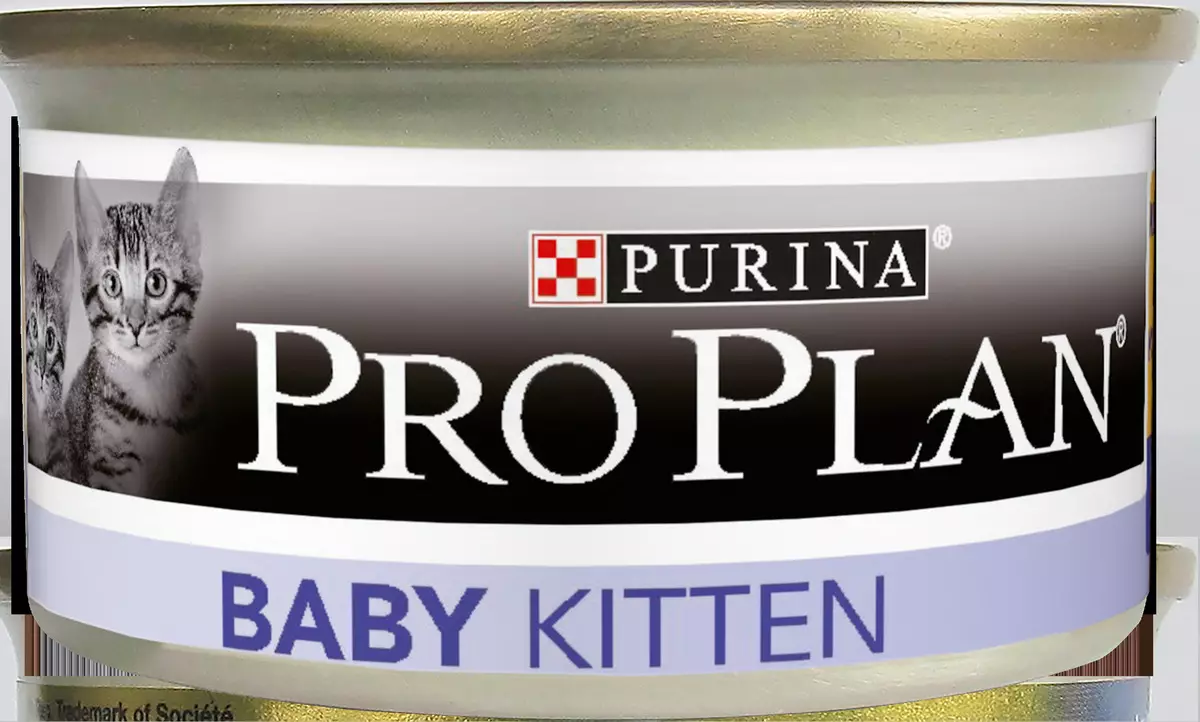 Wet Feed Purina Pro Plano por Kittens: La Komponado de Patestones. Pugi kaj Canned Junior, ilia recenzo 22017_14