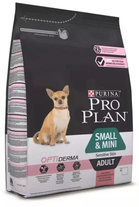 Purina Pro-plan voor honden van kleine rassen: voeding voor puppy's en volwassen honden, met lam, zalm en kip. Nuances voeden, dosering 22034_12