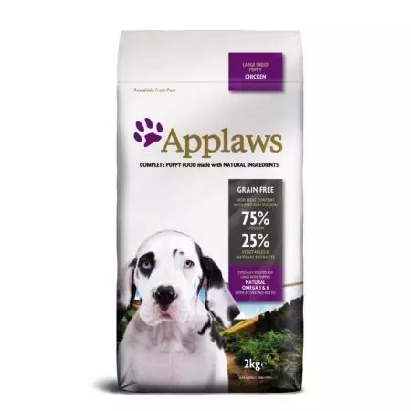 Maistas šunims Applews: Sudėtis. Sausi šuniukai pašarų, peržiūra žaibo produktų šunims mažų ir kitų veislių. Apžvalgos 22039_8