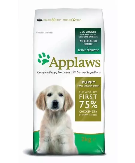 Thực phẩm cho chó applaws: thành phần. Thức ăn cho chó con khô, Đánh giá về các sản phẩm sét cho chó của các giống nhỏ và các giống khác. Đánh giá 22039_9