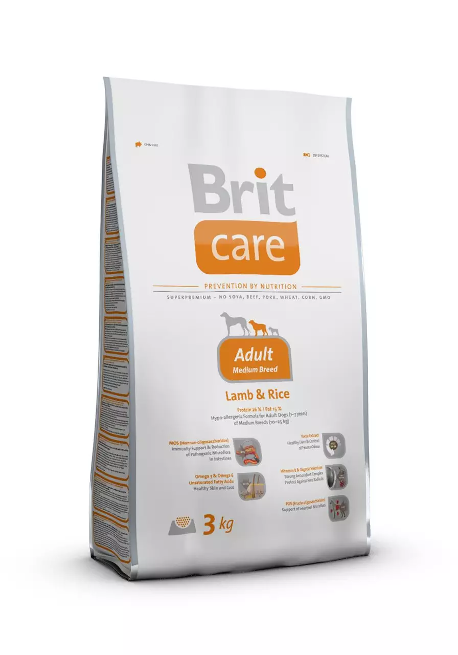 Dry food for dogs Brit: composition of feed for adults and elderly dogs with a lamb of 15 kg, other dog feed, review reviews 22046_5