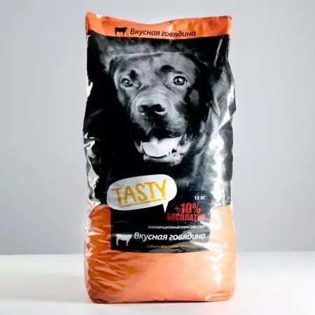 Alimentació saborosa: per a gossos i gats. Aliments per a gossos secs amb vedella durant 10-15 kg i altres composicions. Referentacions 22048_11