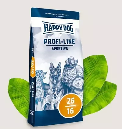 Happy Dog Dog Feed: Tørr og våt, for valper av store, små og mellomstore raser. Sammensetning av hermetikk og andre hundematerier, vurderinger 22054_17