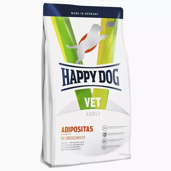 Happy Dog Dog Feed: Droech en wiet, foar puppies fan grutte, lytse en medium razens. Gearstalling fan blik en oare hûnfeeds, resinsjes 22054_19