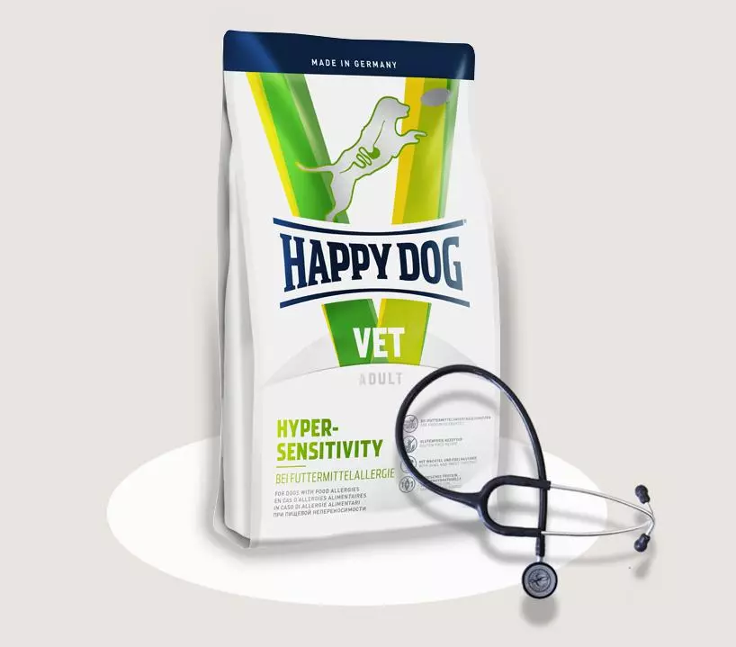 Happy Dog Dog Feed: Kuiva ja märkä, pentuja suurille, pienille ja keskisuurille roduille. Säilykkeiden koostumus ja muut koiran syötteet, arvostelut 22054_20