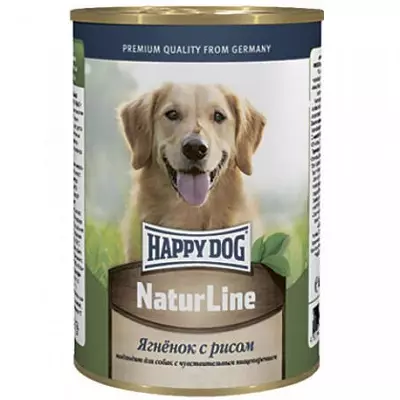 Aliments per a gossos Gos feliç: seca i humida, per a cadells de races grans, petites i mitjanes. Composició i altres comentaris de menjar enllaunat per a gossos 22054_24
