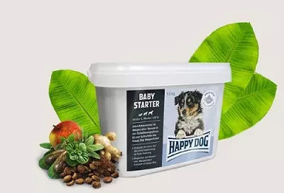 Happy Dog Dog Feed: Kuiva ja märkä, pentuja suurille, pienille ja keskisuurille roduille. Säilykkeiden koostumus ja muut koiran syötteet, arvostelut 22054_8
