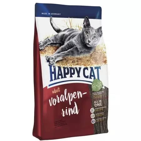 Happy Cat Cat Feed: de gearstalling fan wiet en droech iten foar kittens en sterilisearre katten, iten foar catrated katten. Resinsjes fan beoordelingen 22070_17