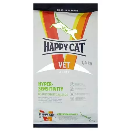Feed do gato do gato feliz: a composição do alimento molhado e seco para gatinhos e gatos esterilizados, alimento para gatos castrados. Avaliações 22070_27
