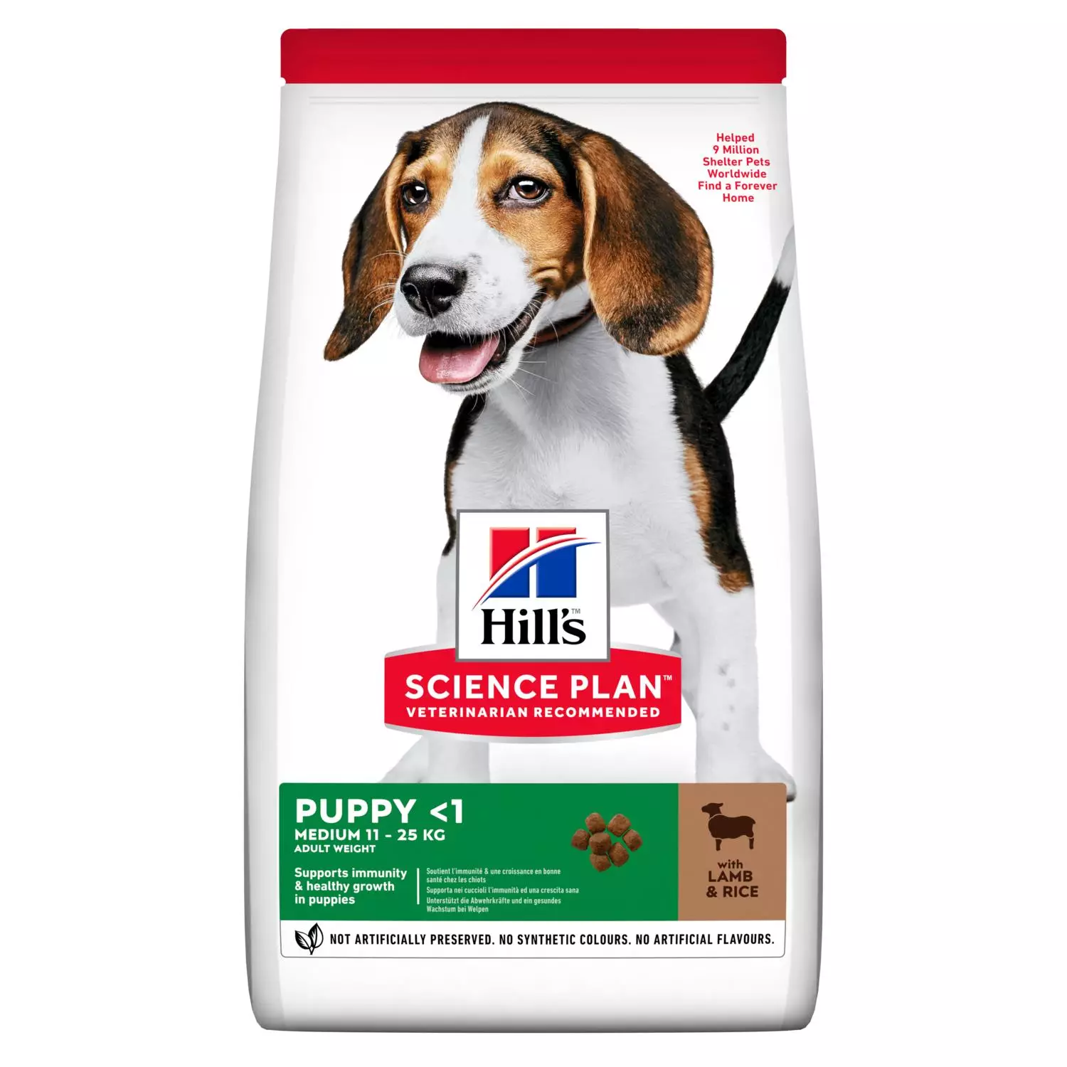 Thức ăn khô cho chó của Hill: Đối với các giống lớn và các giống khác, cho chó và chó con trưởng thành. Thành phần của thức ăn với thịt cừu và thịt gà, đánh giá 22075_10