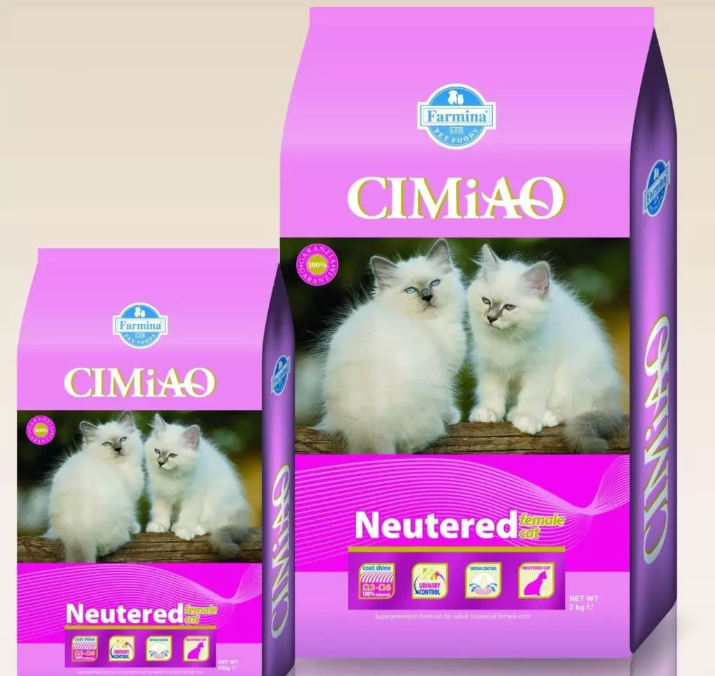 خوراک گربه های استرلیزه Farmina: مواد غذایی N & D خشک برای گربه های کاستی و دیگران، هنجارهای مصرف آنها. بررسی ها 22100_6
