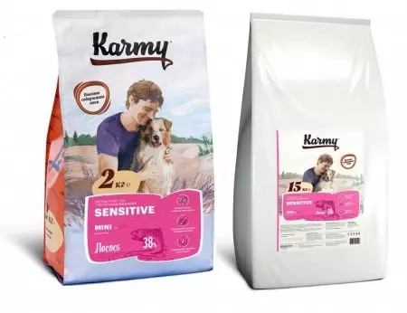 Karmy dog ​​feed: Composition and class of dry feed for small, medium and large breeds. Feed with lamb, veal and other producer products, reviews 22106_18