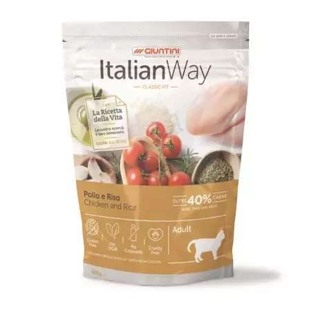 Italiensk måde mad: messenser til katte, hunde og killinger. Klasse af tørre foder og deres anmeldelse, anmeldelser 22126_4