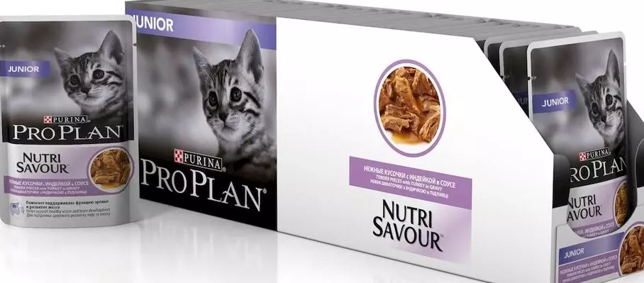 Purina Pro Plan Feed Cat (64 Foto): Komposisi umpan kucing dengan probiotik dan lainnya, kelas pakan untuk kucing. Produk cair dan kering. Ulasan 22127_11