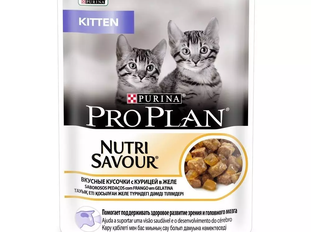 Purina Pro Plan Cat Feed (64 fotek): Složení koček krmí s probiotickými a jinými, třídou krmiva pro kočky. Kapalné a suché produkty. Recenze 22127_47