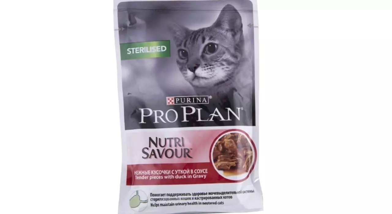 Purina Pro Plan Cat Feed (64 fotók): A macska takarmányok összetétele probiotikus és másokkal, a takarmányozási osztály a macskák számára. Folyékony és száraz termékek. Vélemény 22127_9