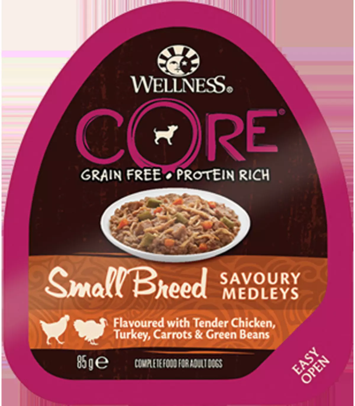Core Wellness kanggo asu: komposisi, panganan kanggo anak anjing lan watu cilik, garing lan udan nganggo lamb, spesies liyane 22132_22