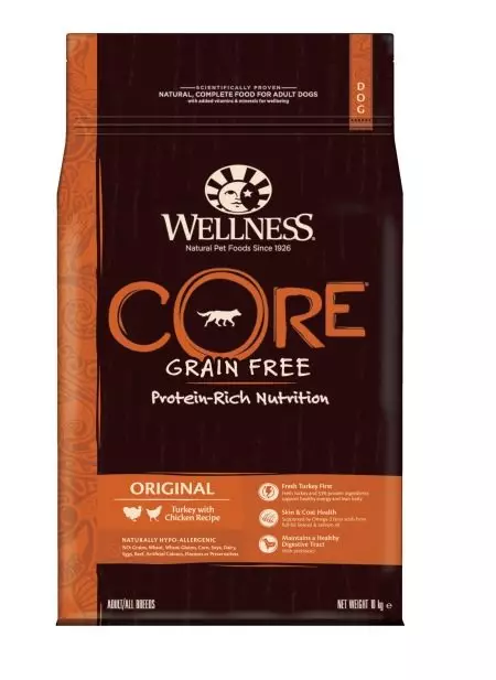Core Wellness kanggo asu: komposisi, panganan kanggo anak anjing lan watu cilik, garing lan udan nganggo lamb, spesies liyane 22132_7