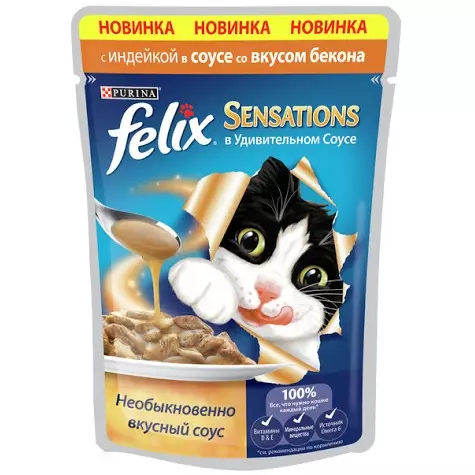 Felix kedileri için ıslak yiyecekler: Kediler için sıvı beslemelerinin bileşimi, genel bir açıklama ve çeşitli ürün çeşitliliği. Yorumlar 22138_8