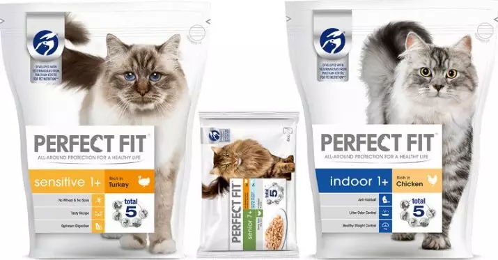 Perfecte fit cat feed (37 foto's): klasse katachtige voeding en compositie. Goede voeding voor zelfgemaakte katten met rundvlees en kalkoen, andere producten. Beoordelingen 22140_9