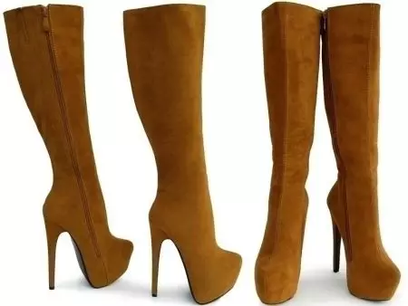 Boot Boot Suede (35 fotografii): Ce să purtați modele de sex feminin pe călcâi și pe o pană de căprioară maro 2237_21