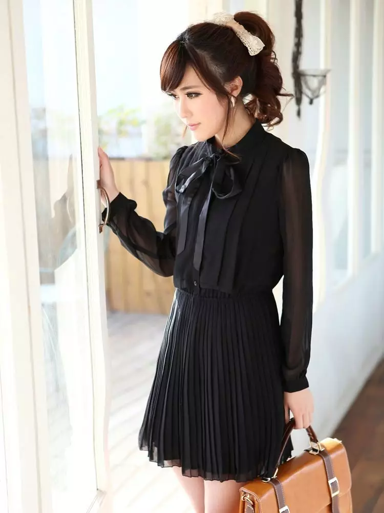 Camicia vestito nero ondulato