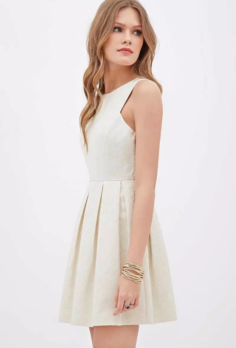 White pleated dress.
