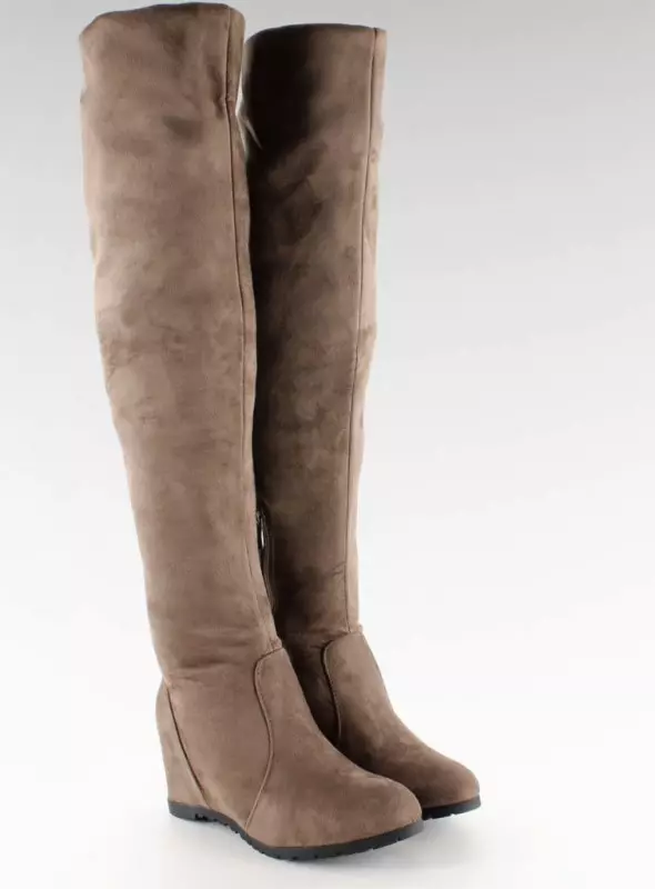 รองเท้าบูทบนลิ่ม (84 รูป): รองเท้าบูทฤดูใบไม้ร่วงของผู้หญิงจากเสื้อคลุมที่สวมใส่บนลิ่มที่ซ่อนอยู่และรองเท้าบูทสีดำอินเทรนด์ 2251_47