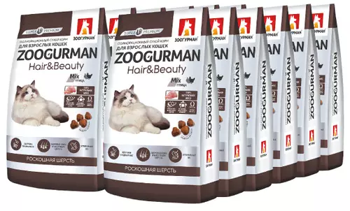 貓的貓“Zoogurman”：乾燥和濕潤的腐蝕飼料，用於滅菌的貓，適用於小貓，飼料的組成階級整體。點評點評 22633_2