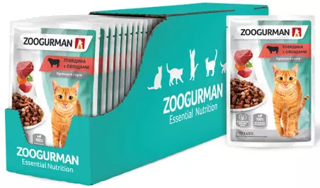 貓的貓“Zoogurman”：乾燥和濕潤的腐蝕飼料，用於滅菌的貓，適用於小貓，飼料的組成階級整體。點評點評 22633_6