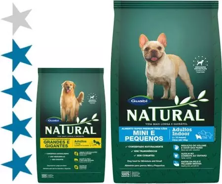Нахранете Guabi Natural: видове храни за кучета и котки, за котенца и кученца, съставът на суха храна за кучета дребни камъни. Преглед на отзивите на клиентите 22661_2