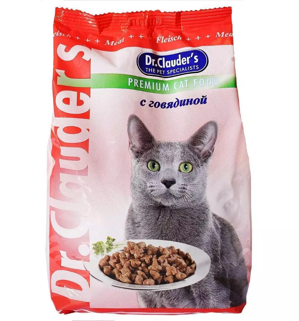 Τροφοδοτήστε το DR. Clauders: Στεγνώστε για γάτες και σκύλους. Φαγητό με κονσερβοποιημένα φαγητά (κονσερβοποιημένα τρόφιμα) και άλλα υγρά προϊόντα 22663_7