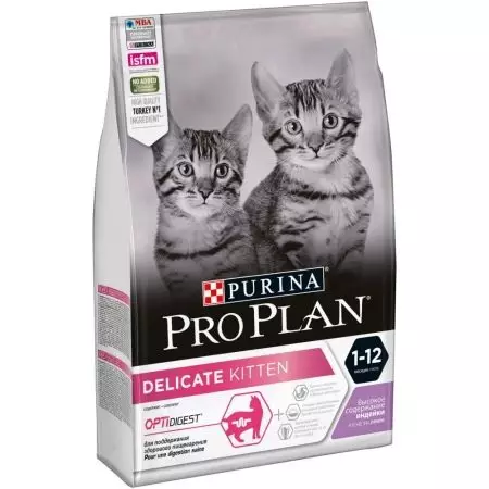 Ushqimi i thatë për Cats Purina Pro Plani: Përbërja dhe llojet. Ushqimi veterinar ur urinar dhe delikate, sterilizuar dhe ushqim të tjera. Norma ditore. Shqyrtime 22666_10