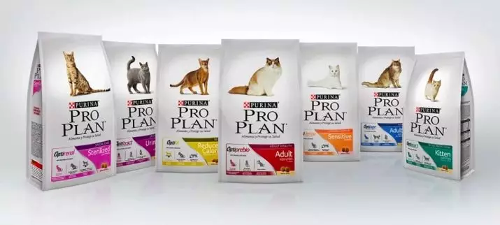 Droege feed foar katten Purina Pro Plan: Gearstalling en soarten. Veterinêre dieet jo urinêr en delikaat, sterilisearre en oare feed. Deistich taryf. Resinsjes fan beoordelingen 22666_2