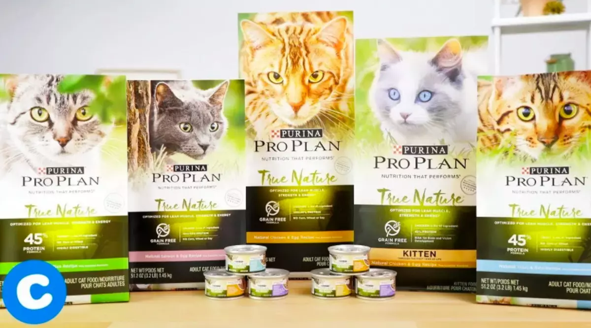 Droege feed foar katten Purina Pro Plan: Gearstalling en soarten. Veterinêre dieet jo urinêr en delikaat, sterilisearre en oare feed. Deistich taryf. Resinsjes fan beoordelingen 22666_4