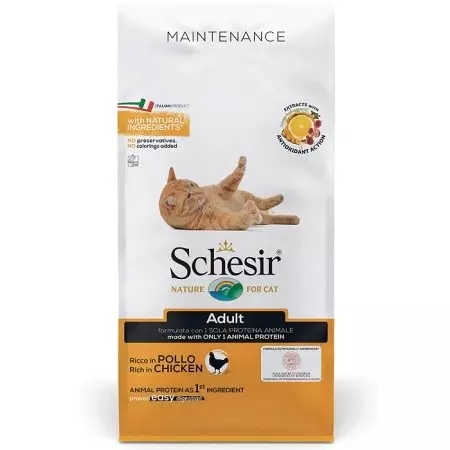 Gats per a gats Scheesir: sec i humit per gatets i gats esterilitzats. La composició del felí en conserva amb tonyina i altres aliments per a adults i gats grans. Referentacions 22694_10